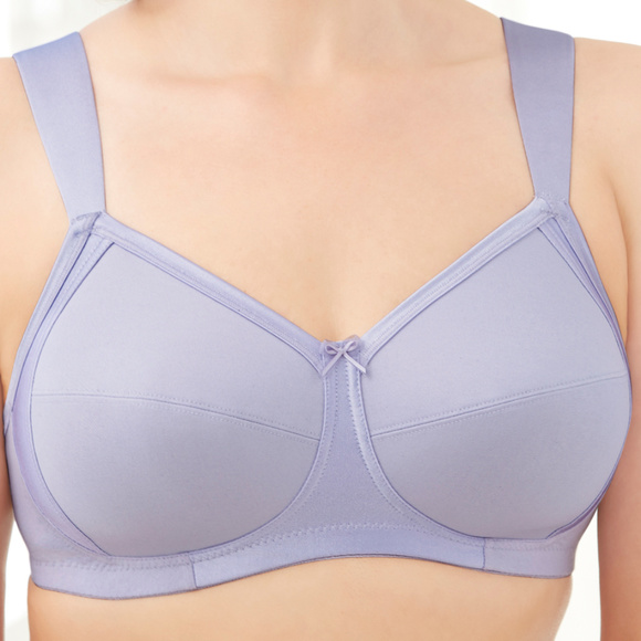 Glamorise 44C Bra ~Seamless-X-WIDE-Straps~ (Side Support Too!) 35% Cotton Purple - Picture 11 of 15